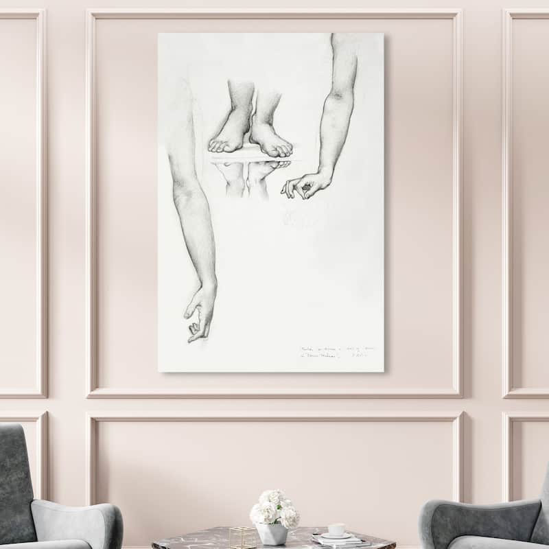 Wynwood Studio Canvas Classic and Figurative Arms and Feet of Venus Black and Antique White Traditional Wall Art Canvas Print - 54 x 36