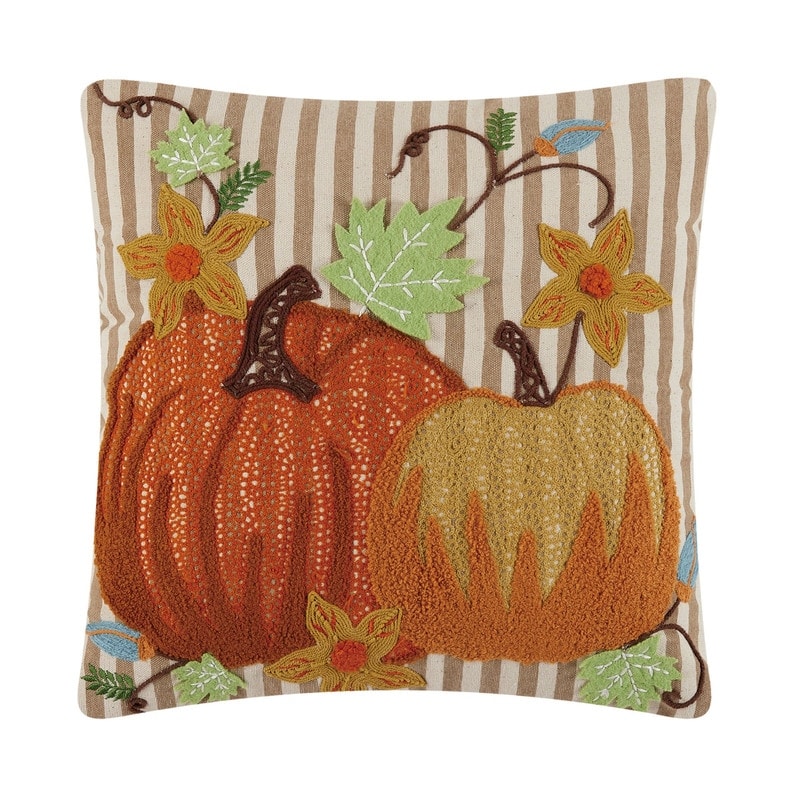 Pair of Pumpkins Embroidered Accent Pillow