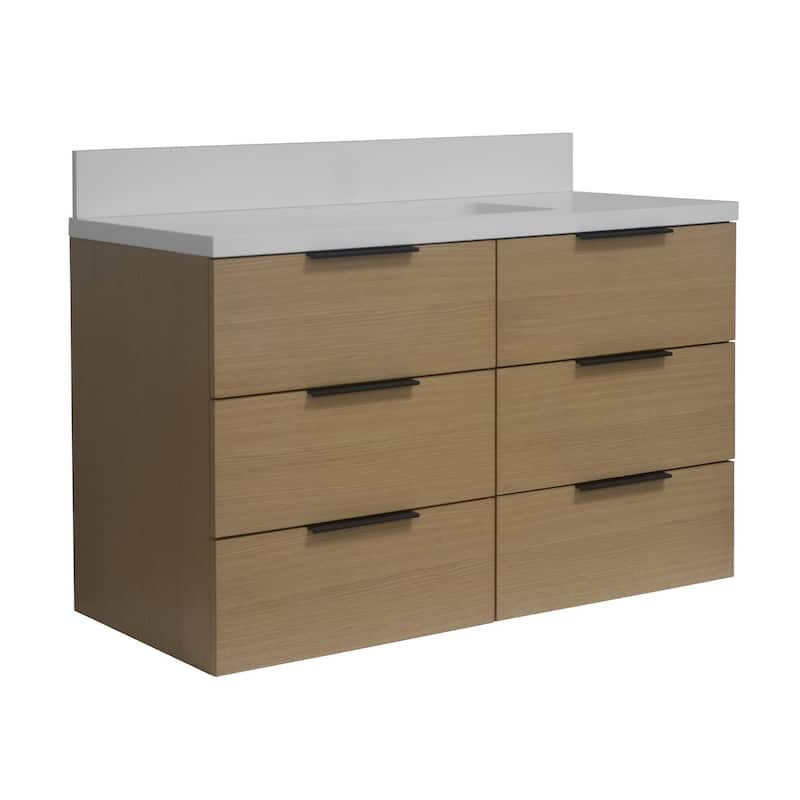KitchenBathCollection Oslo 42" Floating Wall-Mounted Bathroom Vanity with Matte White Top