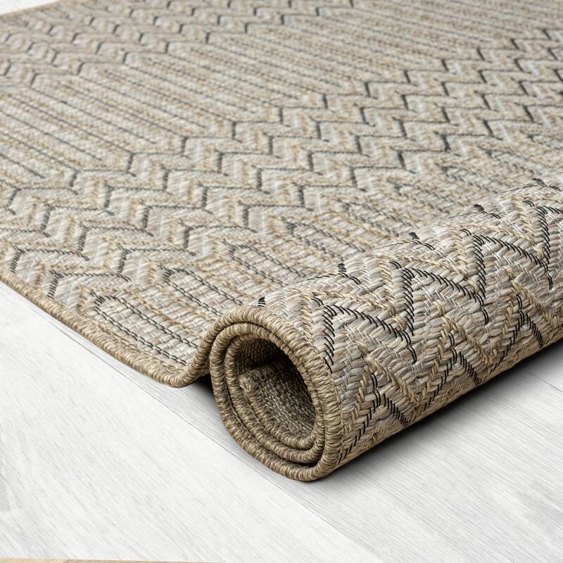 Sevita Modern Chevron Brown Indoor Outdoor Area Rug - 5' x 7'