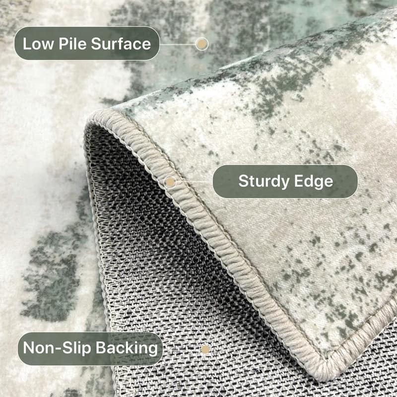 Mcow Abstract Collection Low Pile Machine Washable Non-Slip Area Rug