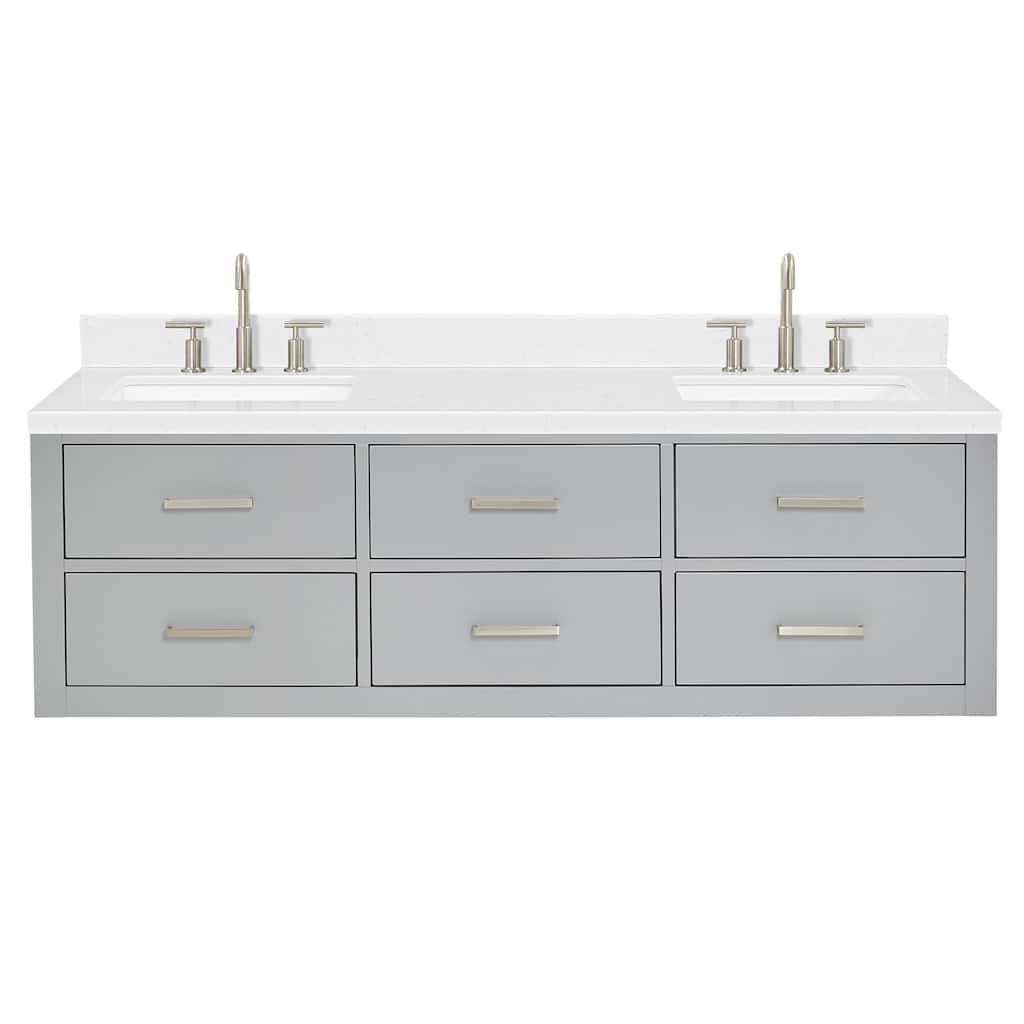Ariel W060DCQRVO Hutton 60" Wall Mounted Double Basin Vanity Set with