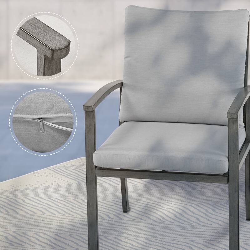 5-Piece Aluminum Patio Dining Set with Table and Washable Light Gray