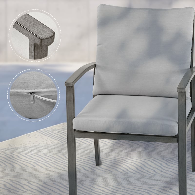 9-Piece Aluminum Patio Dining Set with Table and Washable Light Gray Cushions