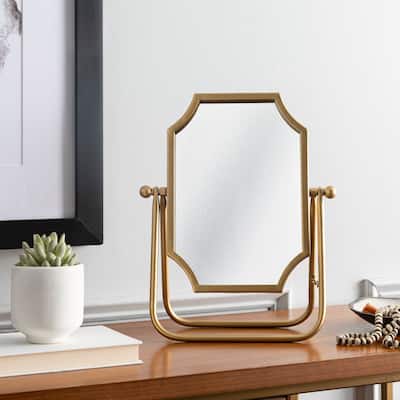Artistic Weavers Lacie Gold Adjustable Tabletop Mirror - 14"H x 11"W