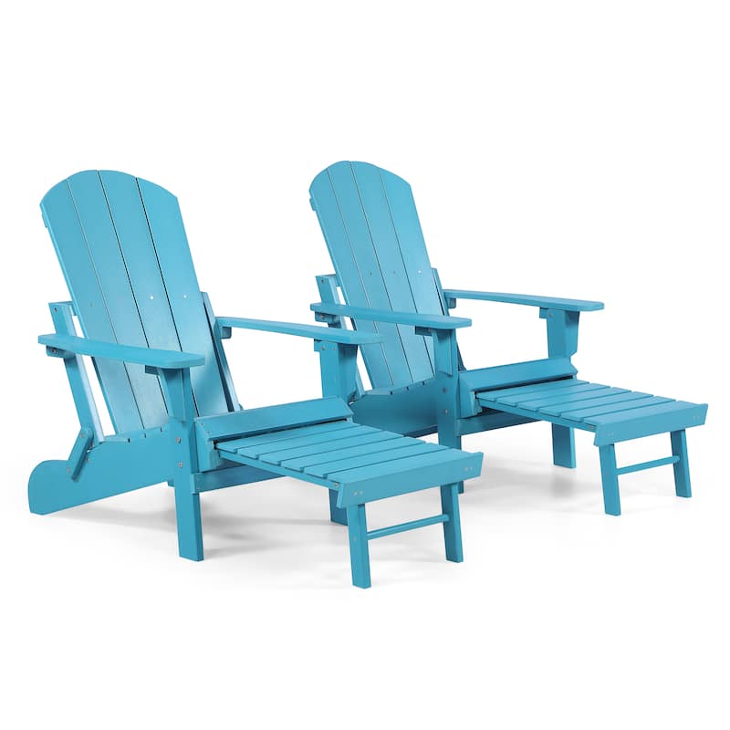 Hurley Folding Poly Adirondack Chair with Pull-out Ottoman (Set of 2)