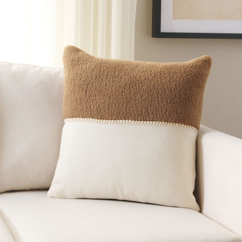 SAFAVIEH Home Parker 20-inch Decorative Pillow - Camel/Ivory