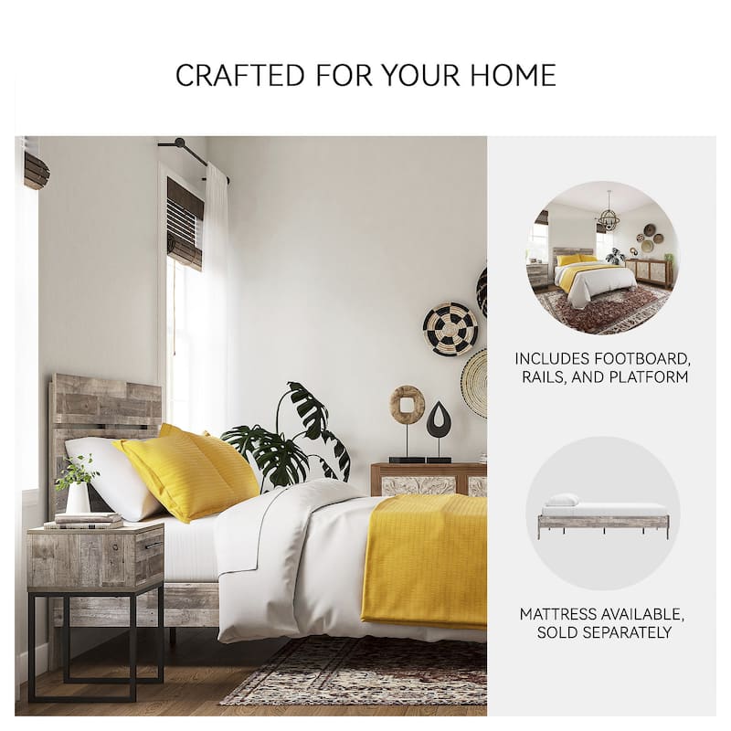 Signature Design by Ashley Neilsville Weathered Woodgrain Platform Bed