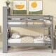preview thumbnail 3 of 7, Gray Twin over Twin Solid Wood Bunk Bed with Bookcase Headboard, Safety Rail and Ladder, Can Be Converted into 2 Beds