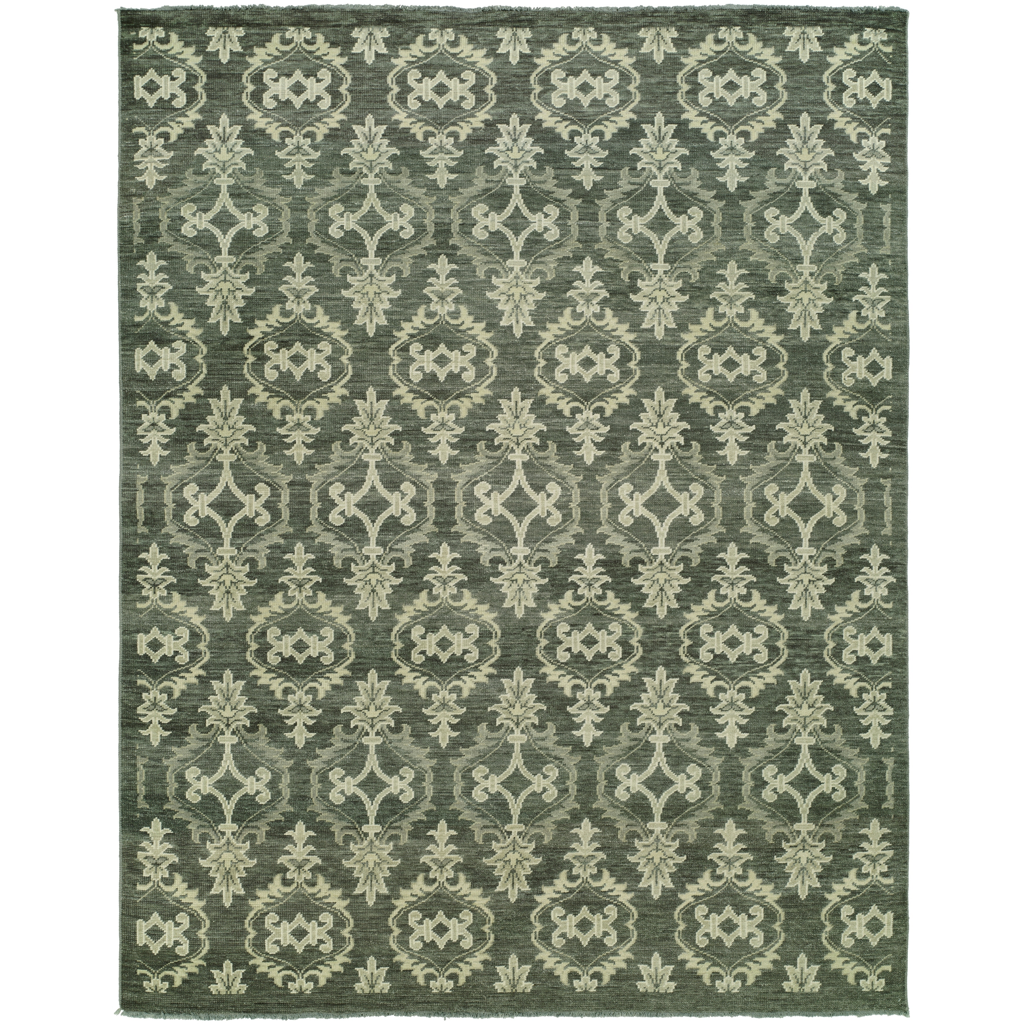 Transitional Multi-Colored Hand-Knotted Wool Area Rug