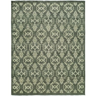 Transitional Multi-Colored Hand-Knotted Wool Area Rug