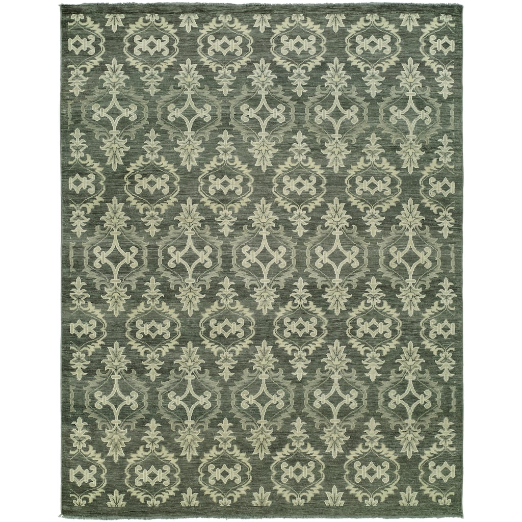 Transitional Multi-Colored Hand-Knotted Wool Area Rug