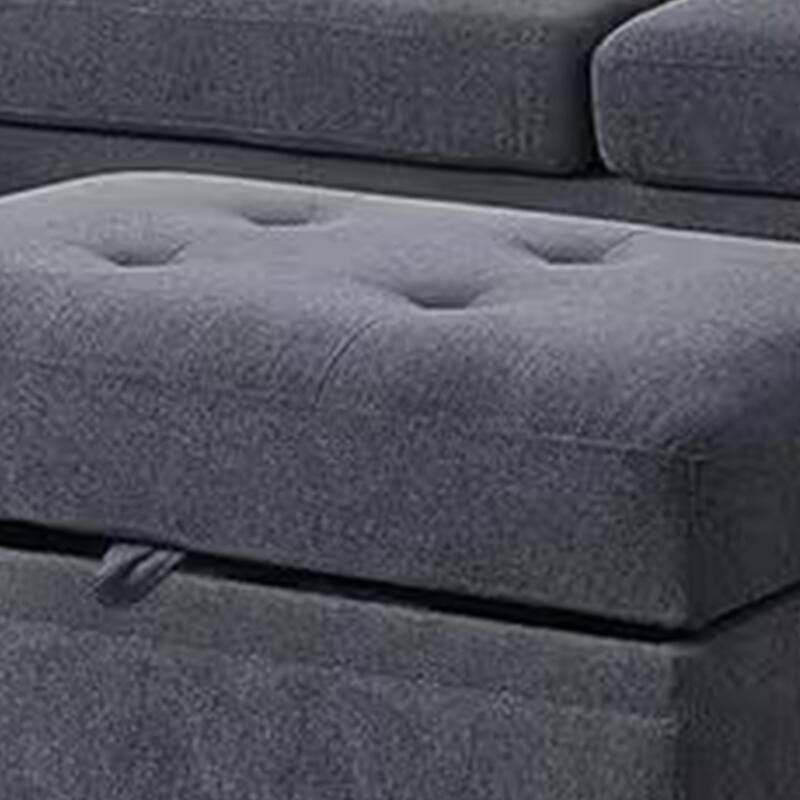 Cato 3 Piece L Shape Sectional Sofa Set with Ottoman, 2 Pillows, Charcoal