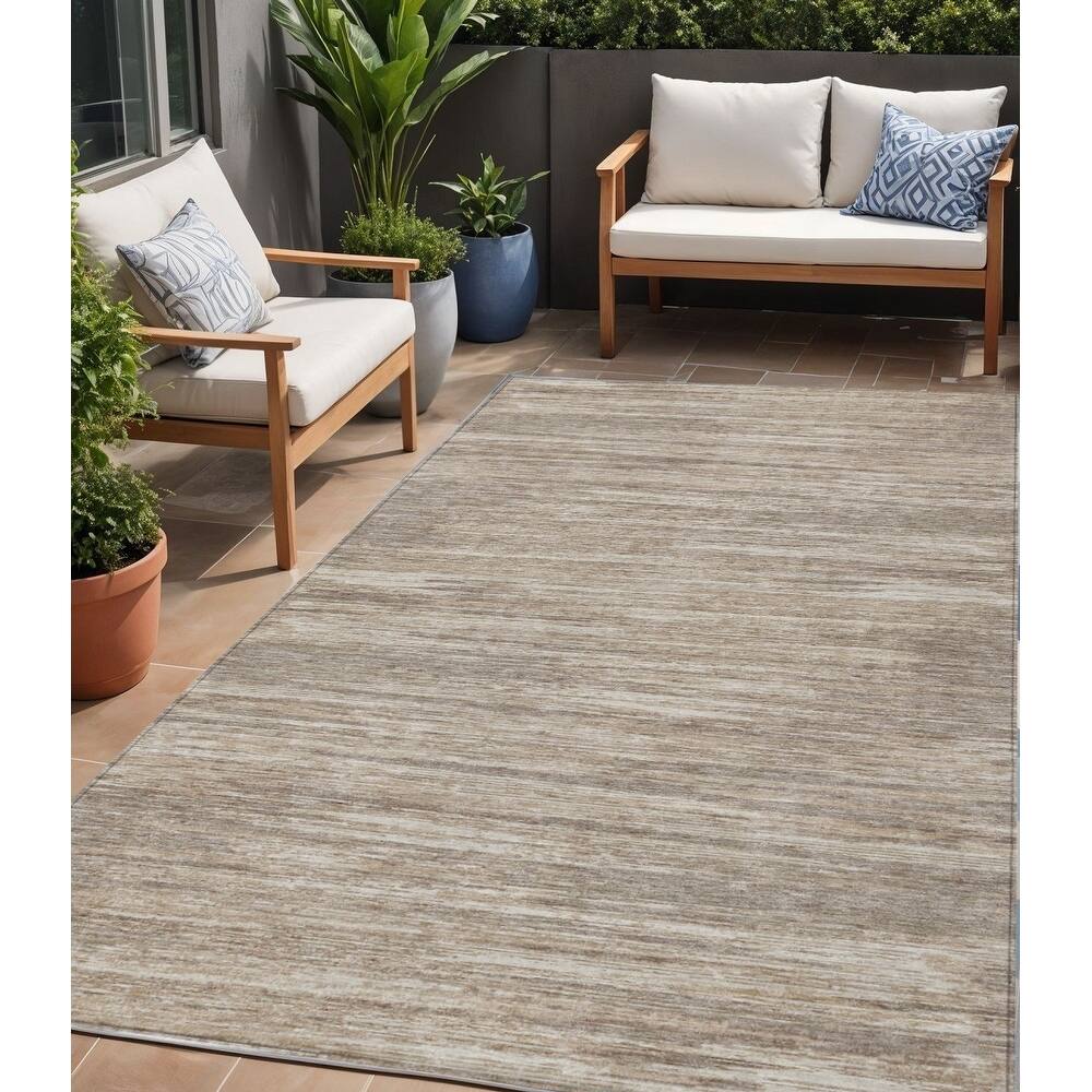 HomeRoots Striped Transitional Rectangle Outdoor Rug