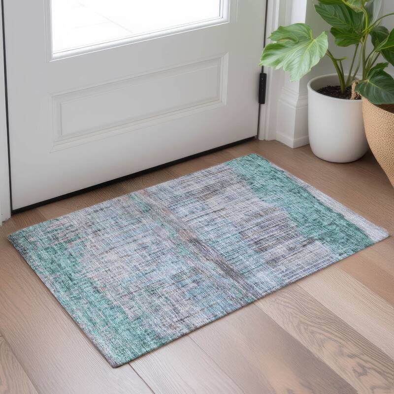 Machine Washable Indoor/ Outdoor Modern Ombre Chantille Rug