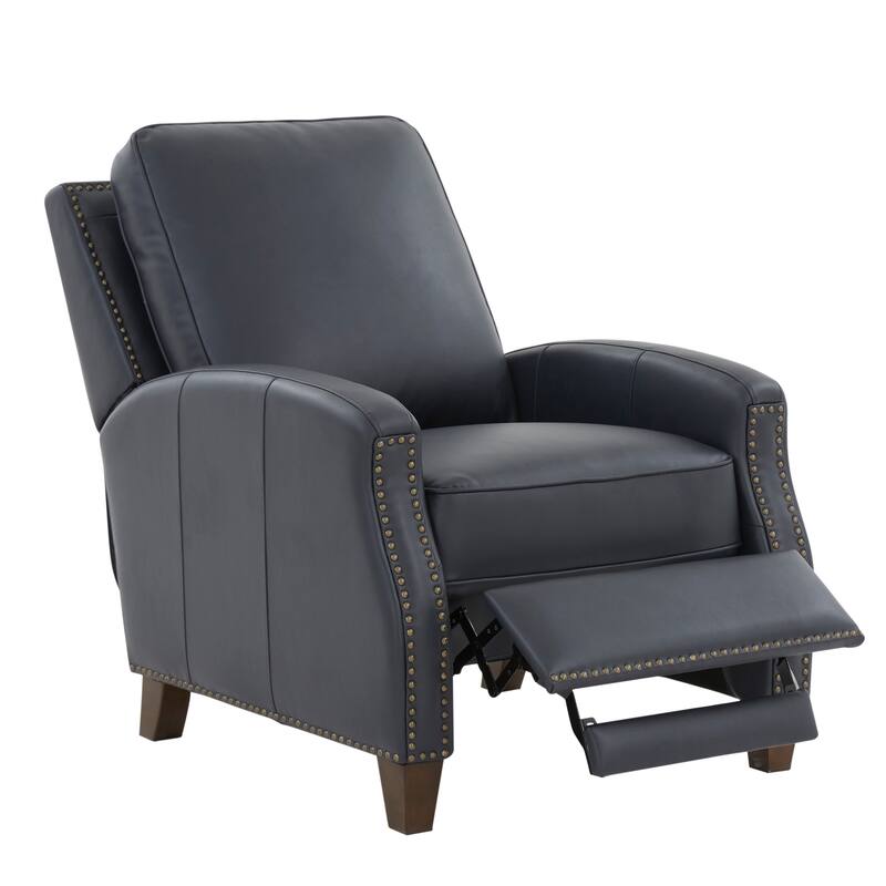Jack Midnight Blue Faux Leather Push Back Recliner