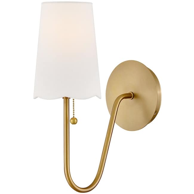 Lark 84380 Bliss 1 Light 15" Tall Wall Sconce with Off-White Linen - Lacquered Brass