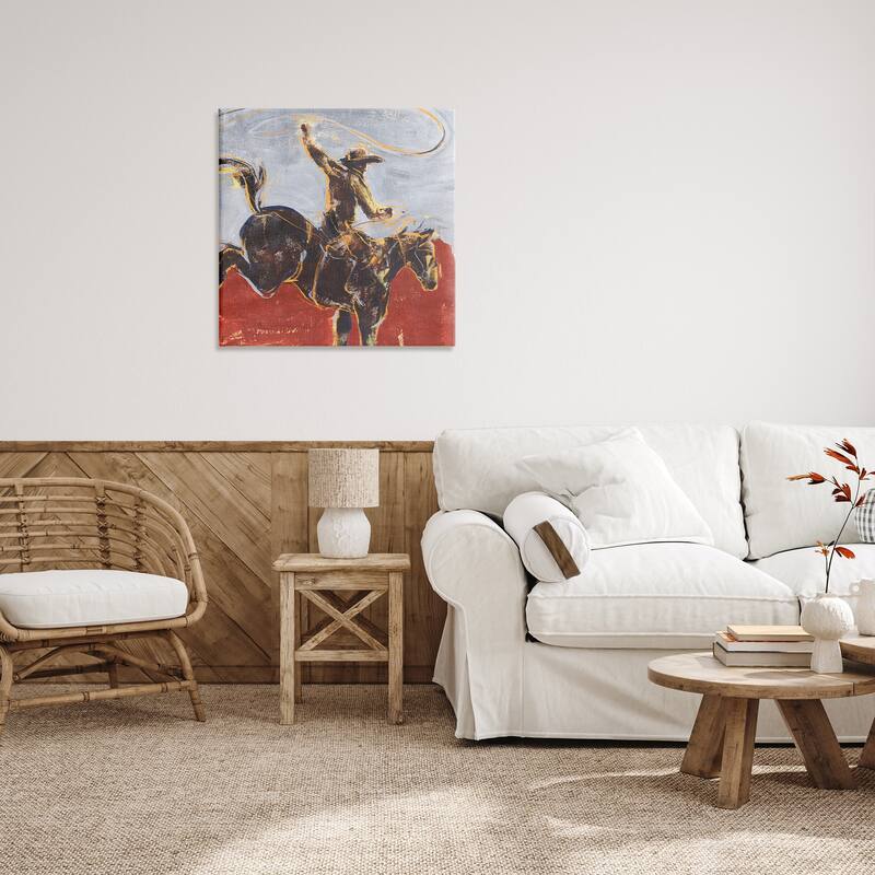 Stupell Rustic Western Cowboy Wild Horse Lasso Canvas Wall Art