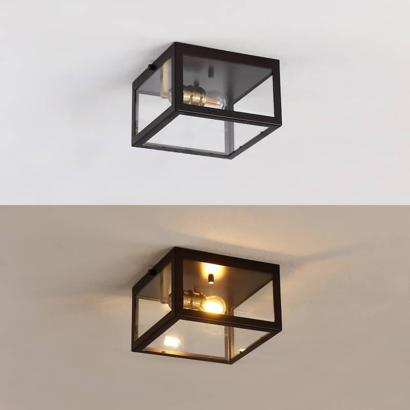 Alma 12" Metal/Glass LED Flush Mount, by JONATHAN Y