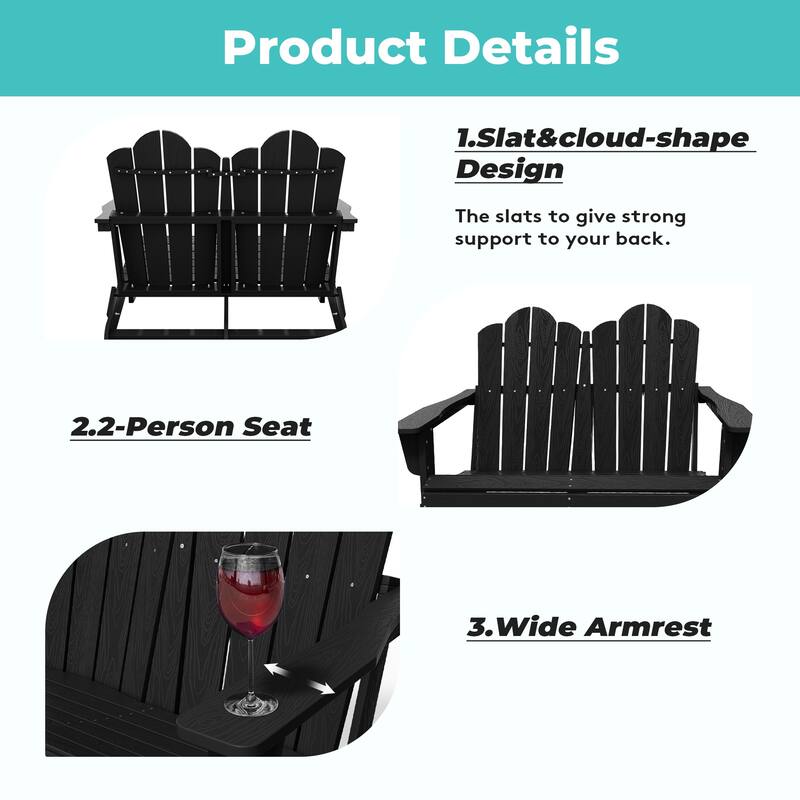 Outdoor HDPE Foldable Patio Loveseat