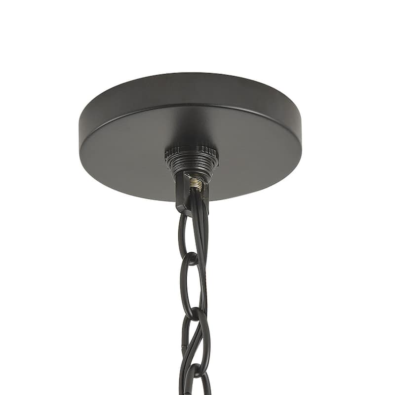 6-Lights Farmhouse Wood Bead Candle Chandelier - 32"D×4.7"W×96"H（Adjustable）