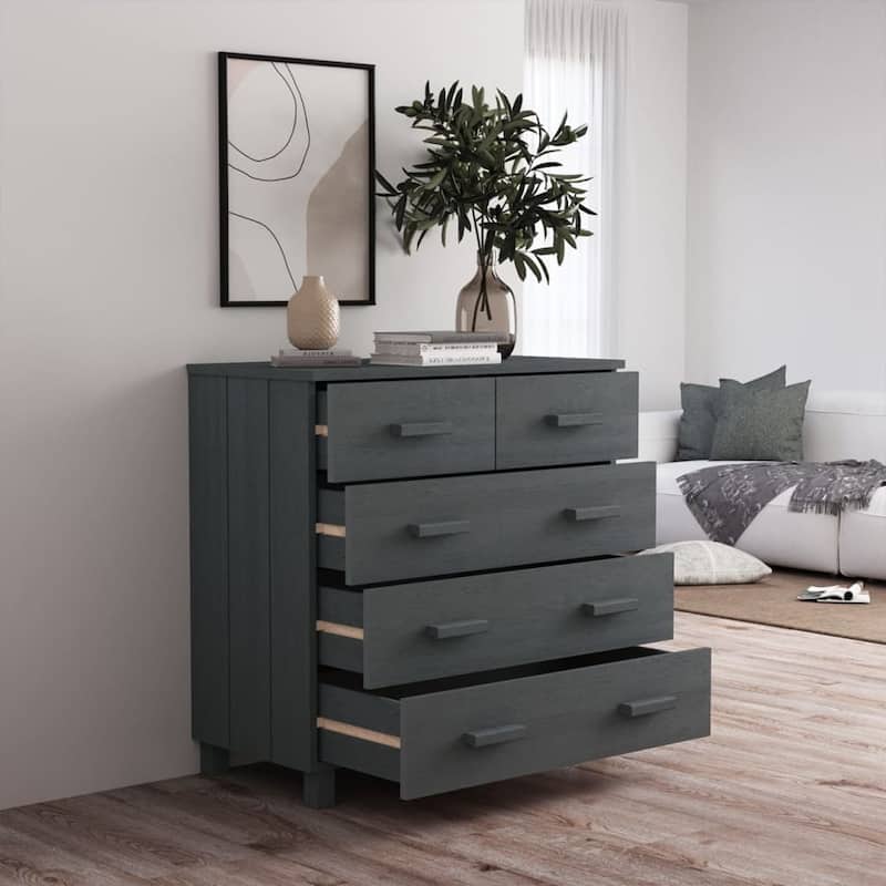 vidaXL Sideboard Bar Buffet Console Cabinet with Drawers HAMAR Solid Wood Pine - 31.1"x15.7"x31.5"