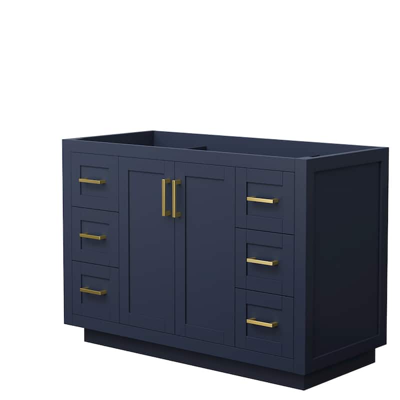 Wyndham Collection Miranda 48" Single Free Standing Vanity Cabinet - Dark Blue / Brushed Gold Hardware