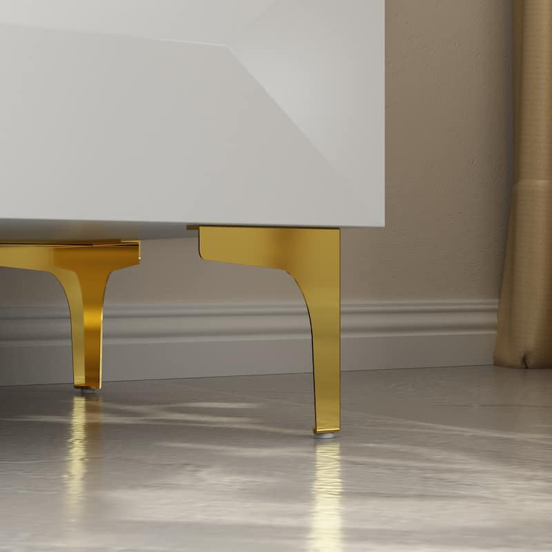 The Ascent Highboy Geometric Drawers & Luxe Gold Detailin Entryway - 31.5"W