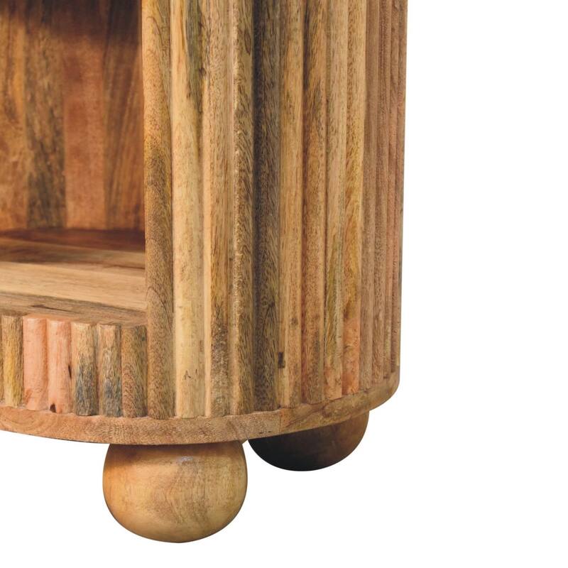 HomeRoots 23" Natural Solid Wood Oval Ribbed Texture One Drawer Nightstand