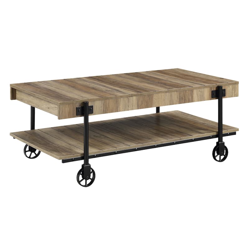 Hyssop Farmhouse Steel 2-Piece Coffee Table Set with Shelf by Furniture of America