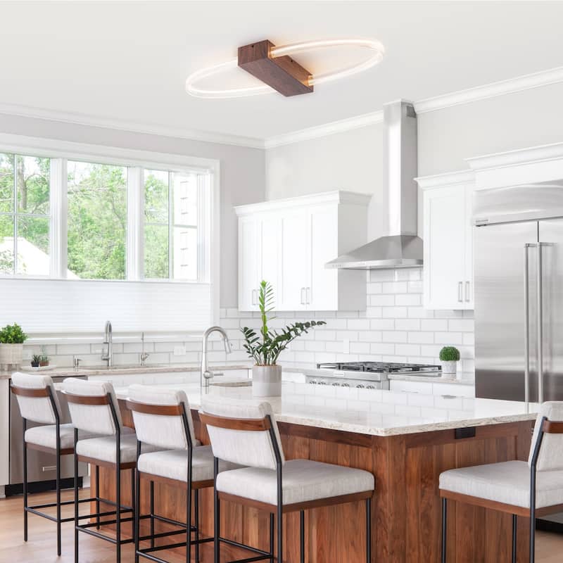 Oval Clear Ribbed Acrylic LED Flush Mount Ceiling Light Dimmable - Dia.31.5-in