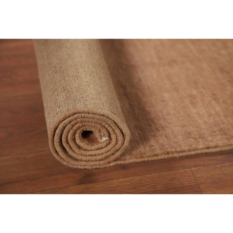 Brown Gabbeh Modern Runner Rug Handmade Wool Carpet - 2'7"x 9'11"