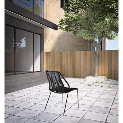 Set of Two 22" Black Metal Outdoor Dining Chair