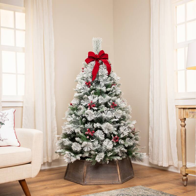 Real Touch™️ Full Heavily Flocked Whittaker Spruce Artificial Christmas Tree - 5' -Unlit - 5 Foot