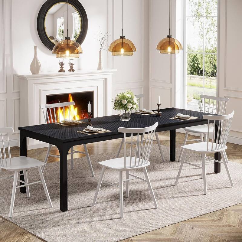 78.7" Rectangle Wood Dining Table, Long Kitchen Table for Living/Dining Room - Black - 1PCS