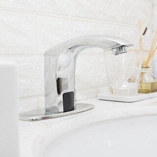 Chrome Touchless Bathroom Faucet with Hole Cover Plate