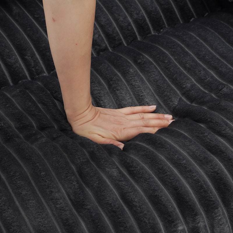 Modern Oversized Plush Corduroy Modular Sectional Sofa with 2 Ottomans