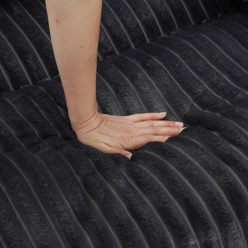 Plush Corduroy Upholstered Modular Sectional Sofa with Pillows