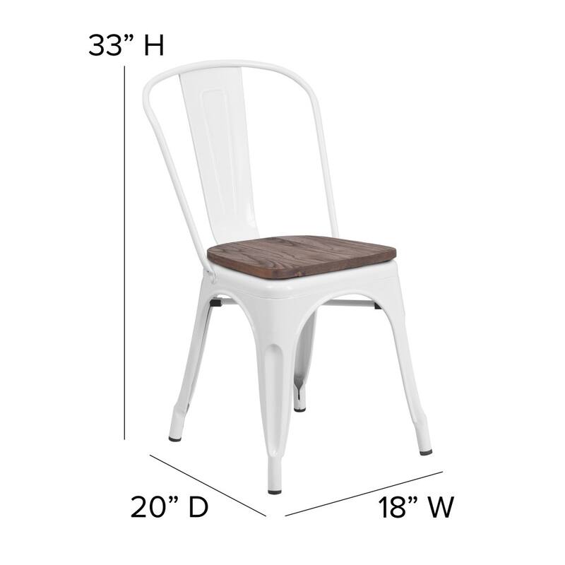 Wood Seat/ Galvanized Steel Stackable Chair (Set of 4) - 18"W x 20"D x 33"H