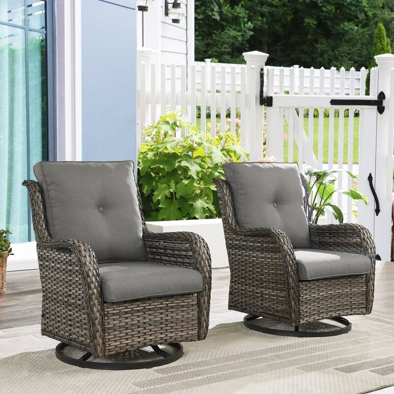 Gymojoy Wicker Swivel Glider Chair with Water-Resistant Olefin Cushions