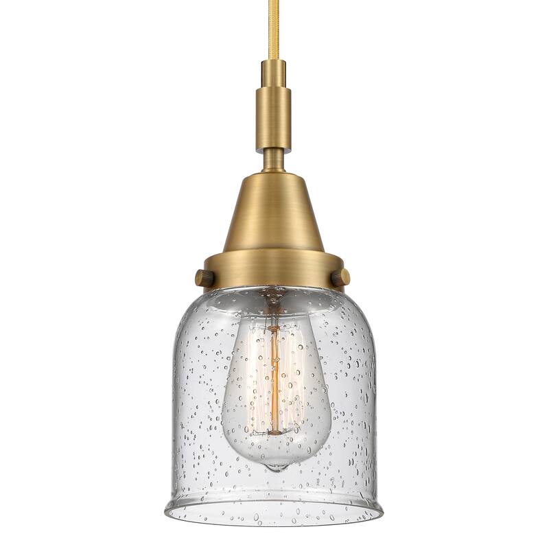 Innovations Lighting 447-1P-G54 Bell 5" Wide Mini Pendant with Clear, - Brushed Brass