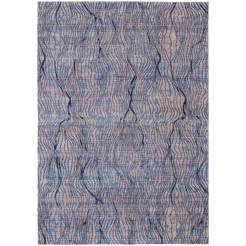 Janwood Power Loomed Contemporary Area Rug - 5'-3" x 7'-6" - Blue/Navy Blue/Gray