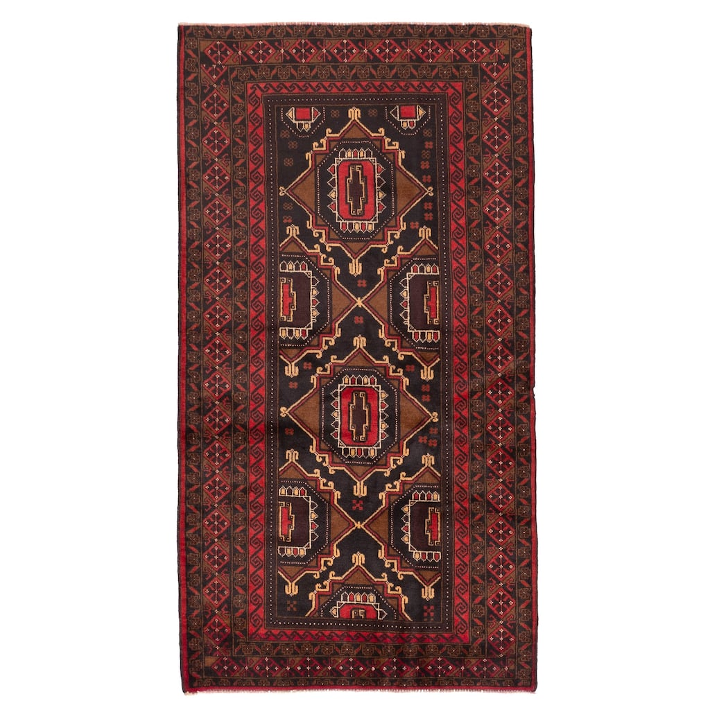 ECARPETGALLERY Hand-knotted Teimani Black, Brown Wool Rug - 3'7 x 6'7