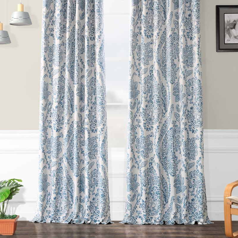Exclusive Fabrics Tea Time Floral Room Darkening Curtain (2 Panels)
