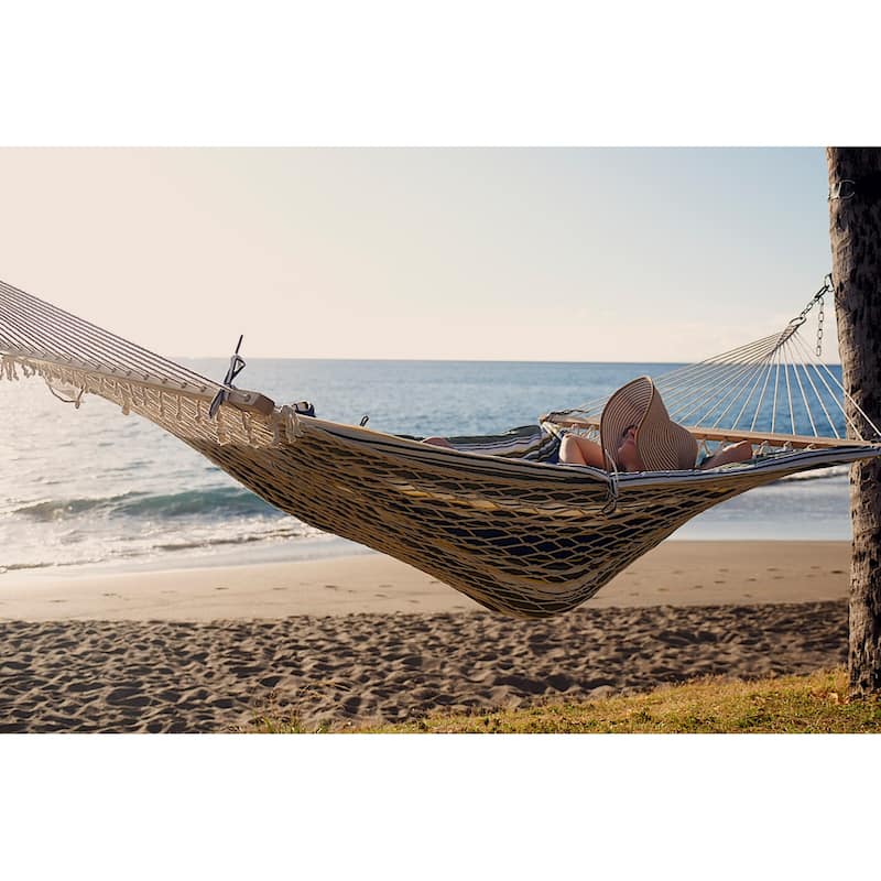 Durable 2 Person Rope Hammock with Polyester Quilted Pad and Pillow - 76*52