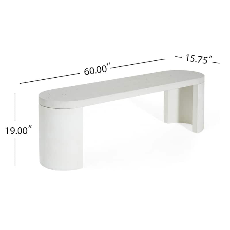 Christopher Knight Home - Vireo Terrazzo White Concrete Patio Dining Table with Bench