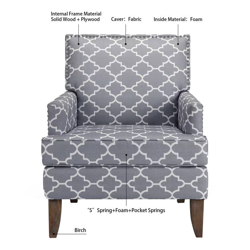 28.54" Accent Chair with Nailheads