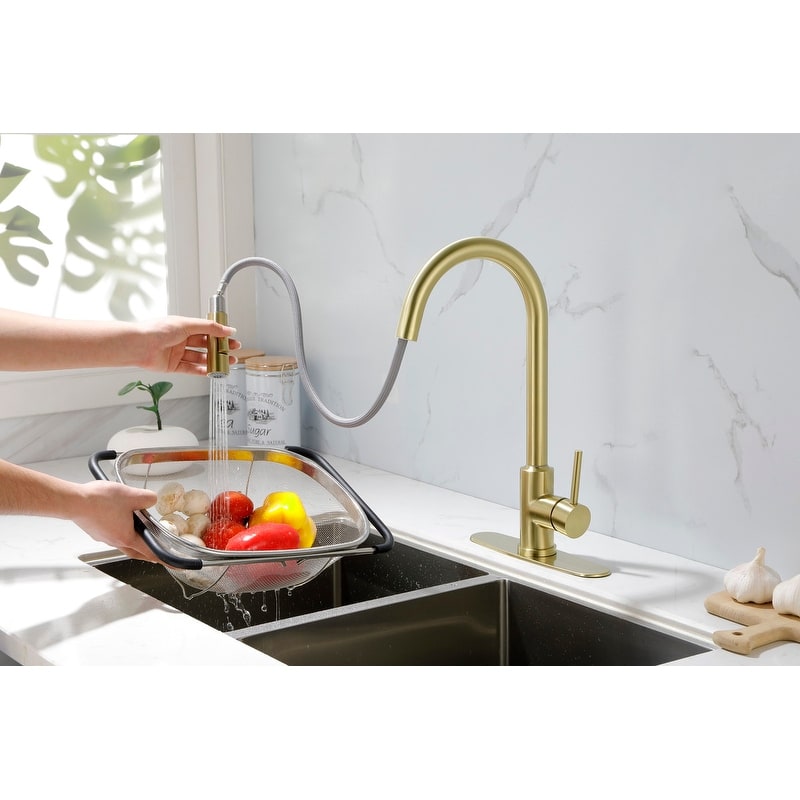 Kitchen Faucet with Pull Down Sprayer - Gold