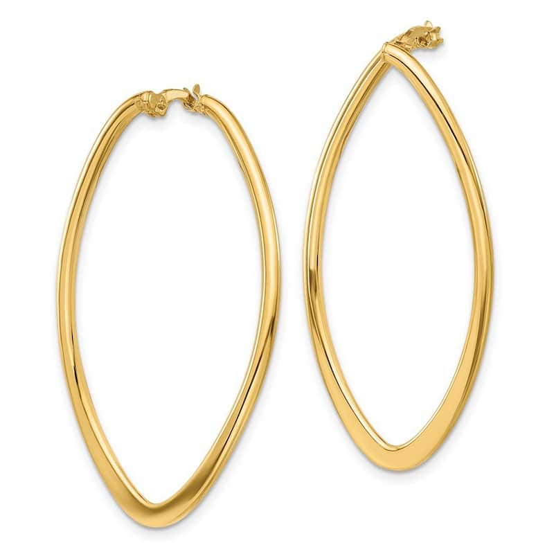Curata 14k Yellow Gold Polished Oval Hoop Earrings - 44.73x23.32mm
