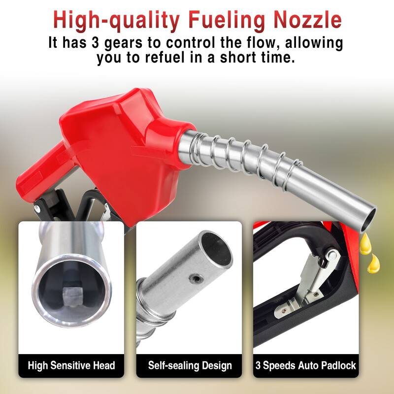 Fuel Hose Reel Retractable 3/4'' 50ft with Fueling Nozzle, Diesel Fuel Hose Reel